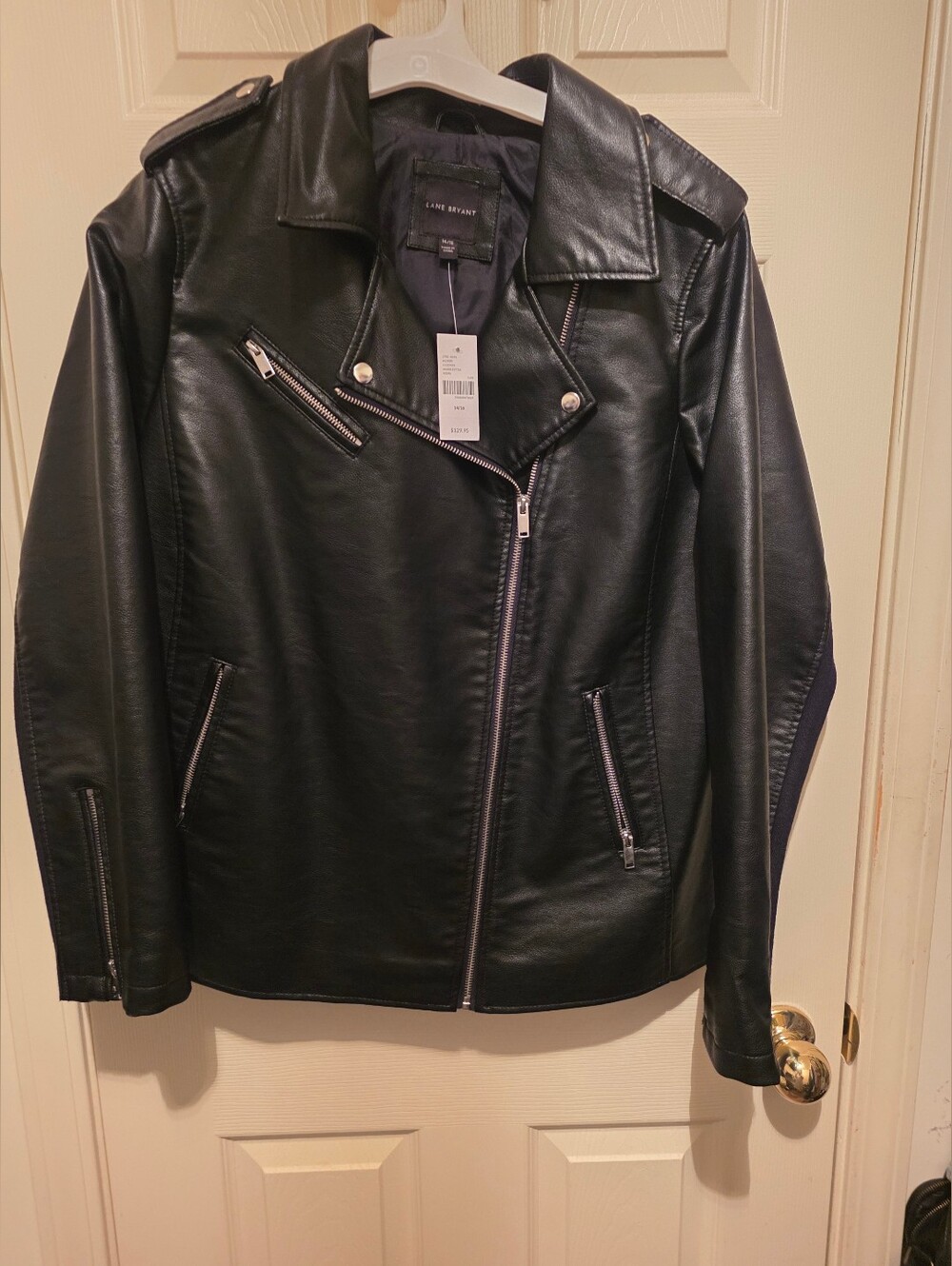 Lane Bryant Black Faux Leather Moto-Style Jacket